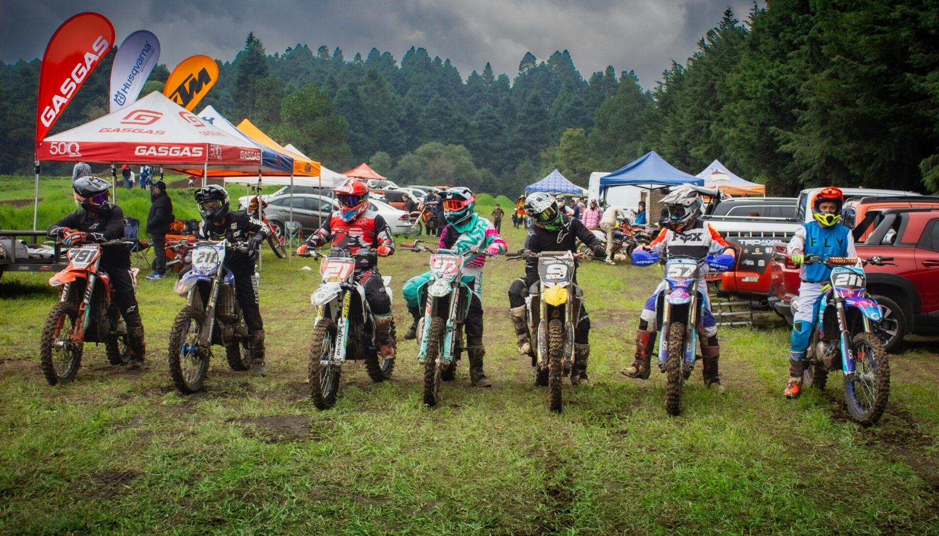 Motocross riders ready for action at La Marquesa, Mexico during a thrilling sports competition.